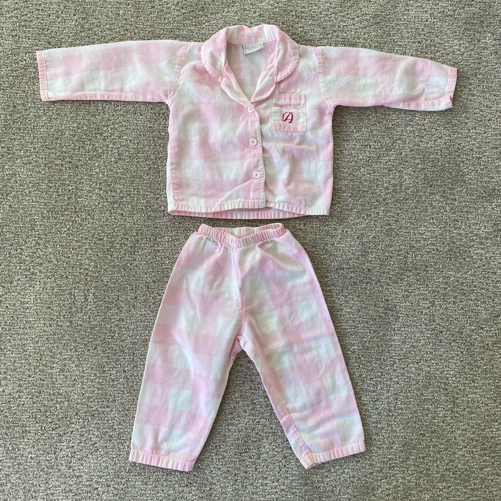 “A” Monogram Check Pajamas